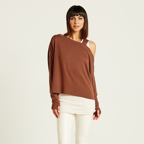 Planet Pima Cotton Cut Away Sweater Size Relaxed  Fit M Boxy Cropped Preowned - Picture 3 of 12